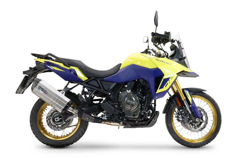 Exhaust compatible with Suzuki V-STROM DL 800 DE - SE 2023-2025, Hyper Sonic Titanium, Homologated legal slip-on exhaust including removable db killer and link pipe 