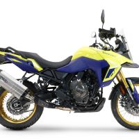 Exhaust compatible with Suzuki V-STROM DL 800 DE - SE 2023-2025, Hyper Sonic Titanium, Homologated legal slip-on exhaust including removable db killer and link pipe 