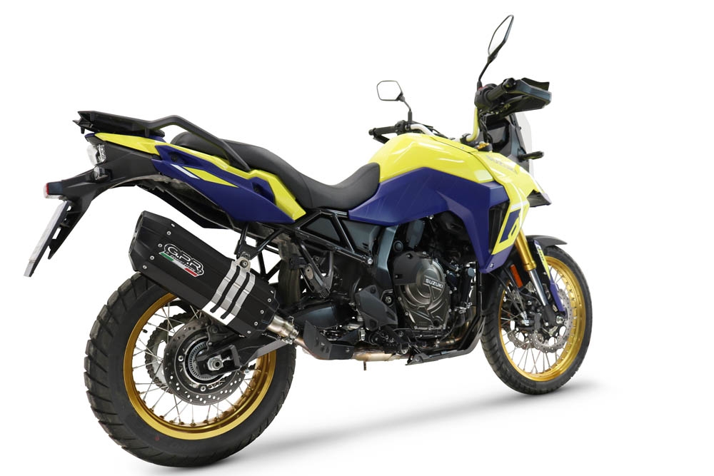 Exhaust compatible with Suzuki V-STROM DL 800 DE - SE 2023-2025, Hyper Sonic Black Titanium, Homologated legal slip-on exhaust including removable db killer and link pipe 