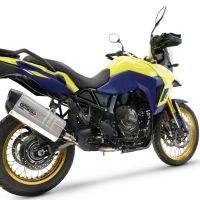 Exhaust compatible with Suzuki V-STROM DL 800 DE - SE 2023-2025, Hyper Sonic Titanium, Homologated legal slip-on exhaust including removable db killer and link pipe 