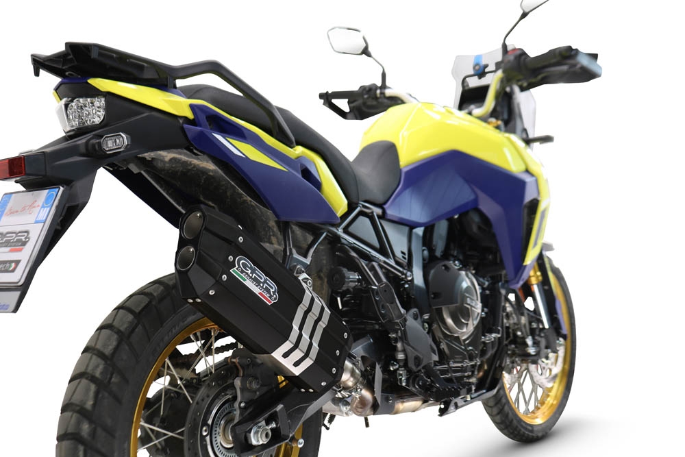 Exhaust compatible with Suzuki V-STROM DL 800 DE - SE 2023-2025, Hyper Sonic Black Titanium, Homologated legal slip-on exhaust including removable db killer and link pipe 