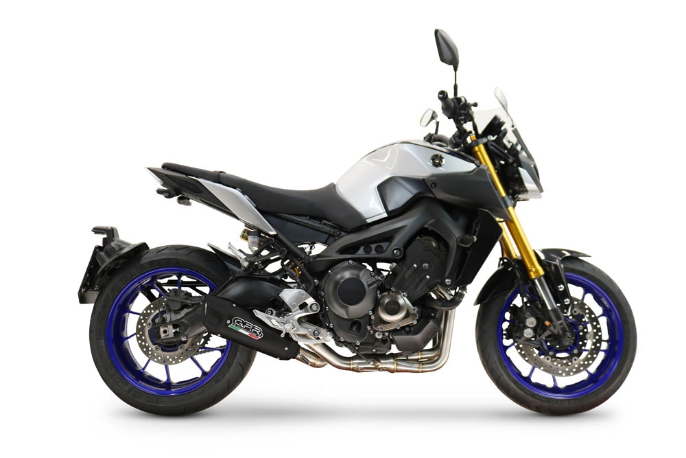 GPR exhaust compatible with  Yamaha Mt-09 2014-2020, GP-Revo Black Titanium, Homologated silencer for noise including full line,db killer and catalyst compliant for inspection 