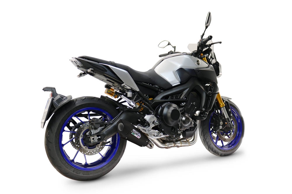GPR exhaust compatible with  Yamaha Mt-09 2014-2020, GP-Revo Black Titanium, Homologated silencer for noise including full line,db killer and catalyst compliant for inspection 