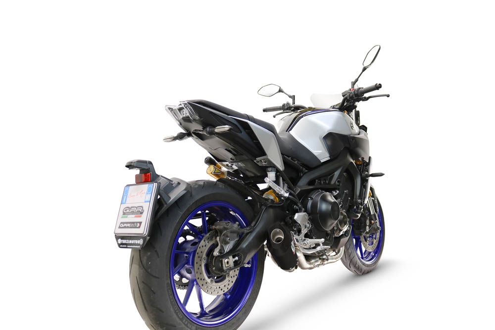 GPR exhaust compatible with  Yamaha Mt-09 2014-2020, GP-Revo Black Titanium, Homologated silencer for noise including full line,db killer and catalyst compliant for inspection 