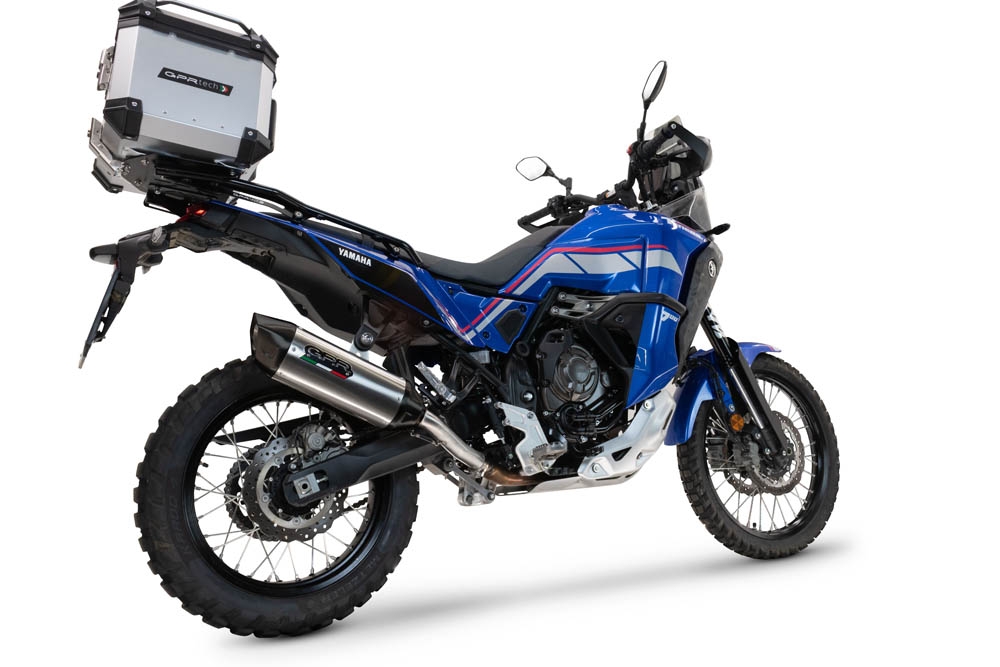 Exhaust compatible with Yamaha Tenere 700 2025-2026, Furore-X Titanio, Homologated legal slip-on exhaust including removable db killer and link pipe 