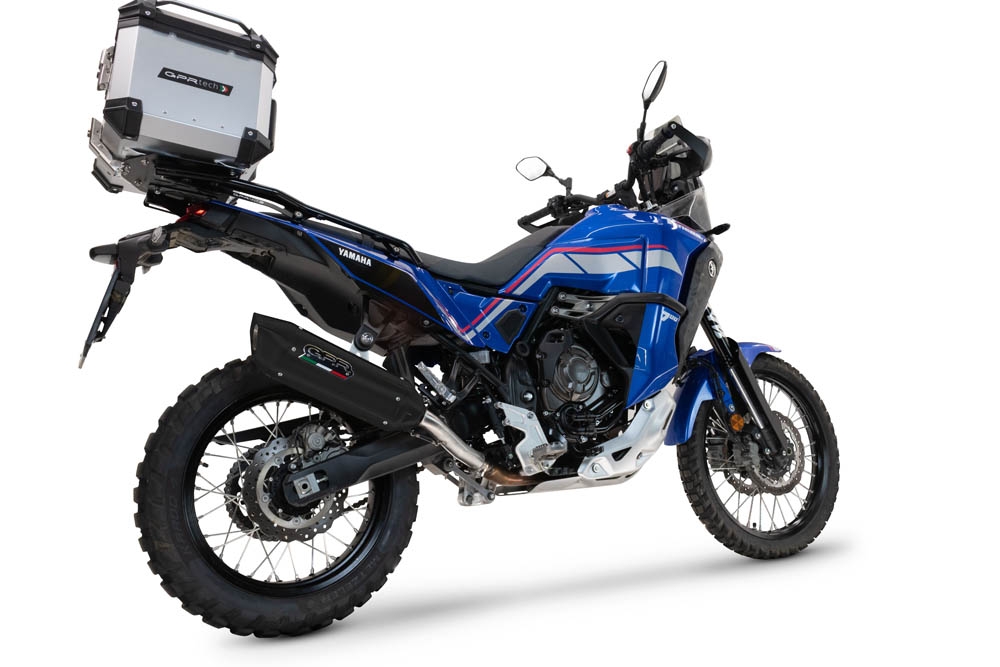 Exhaust compatible with Yamaha Tenere 700 2021-2024, Furore-X Titanio Nero, Homologated legal slip-on exhaust including removable db killer and link pipe 