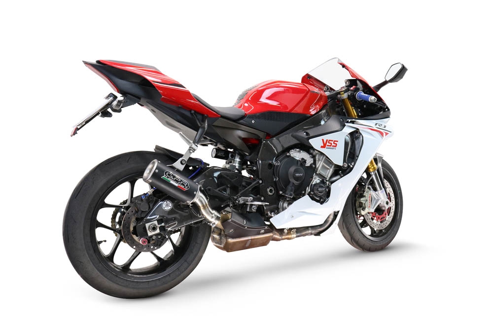 GPR exhaust compatible with  Yamaha Yzf R1-R1-M 2017-2019, M3 Black Titanium, Homologated legal slip-on exhaust including removable db killer and link pipe 