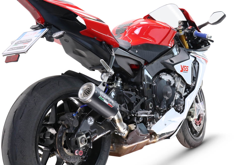 GPR exhaust compatible with  Yamaha Yzf R1-R1-M 2017-2019, M3 Black Titanium, Homologated legal slip-on exhaust including removable db killer and link pipe 